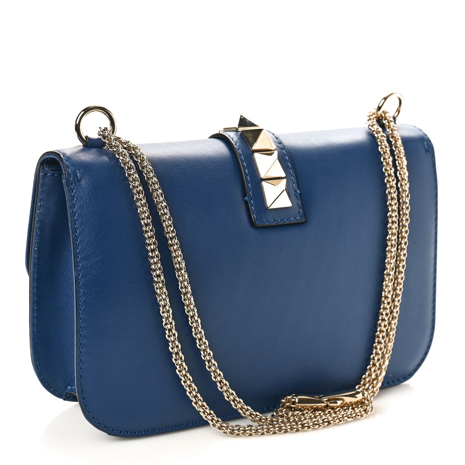 Valentino Garavani Vitello Medium Glam Lock Rockstud Flap Indigo 3 of 8