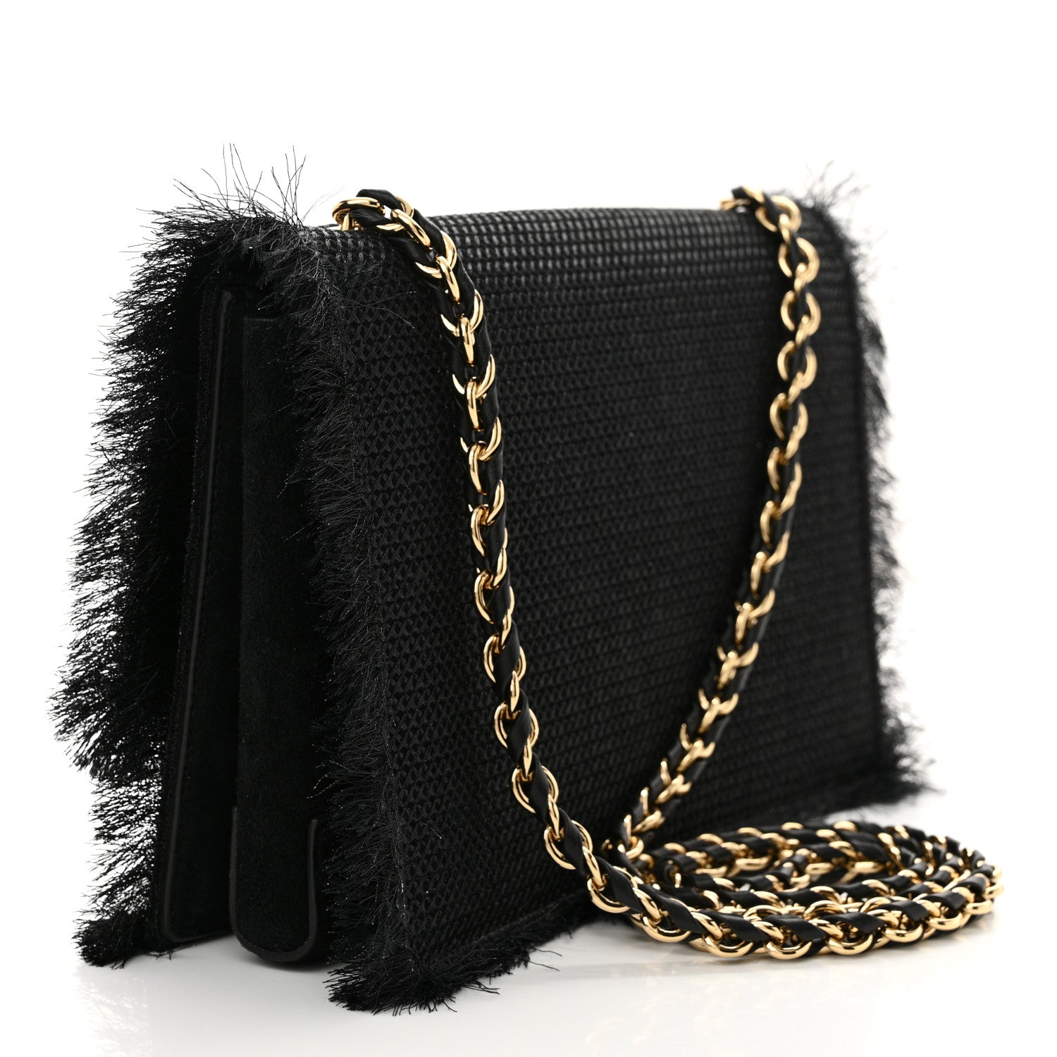 Salvatore Ferragamo Raffia Miss Vara Bow Chain Bag Black 3 of 10
