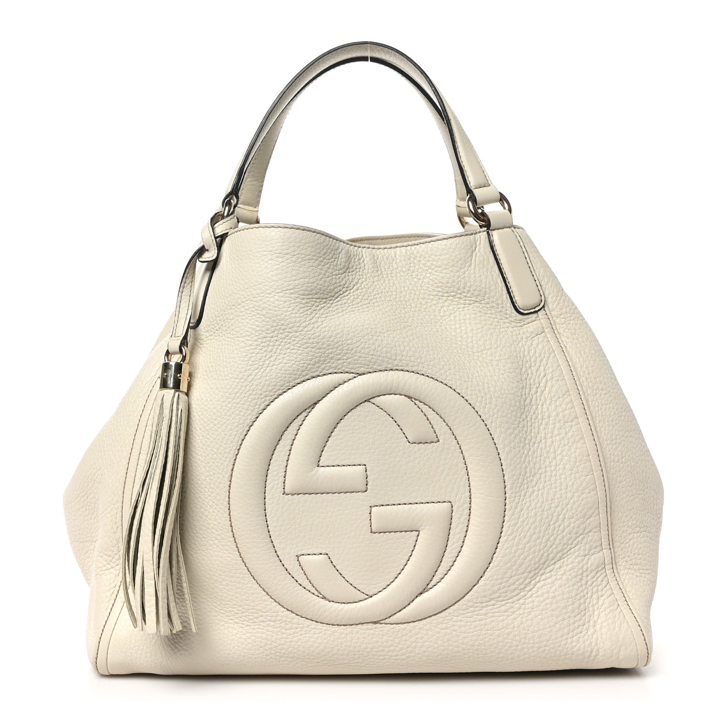 Pebbled Calfskin Medium Soho Shoulder Bag Off White