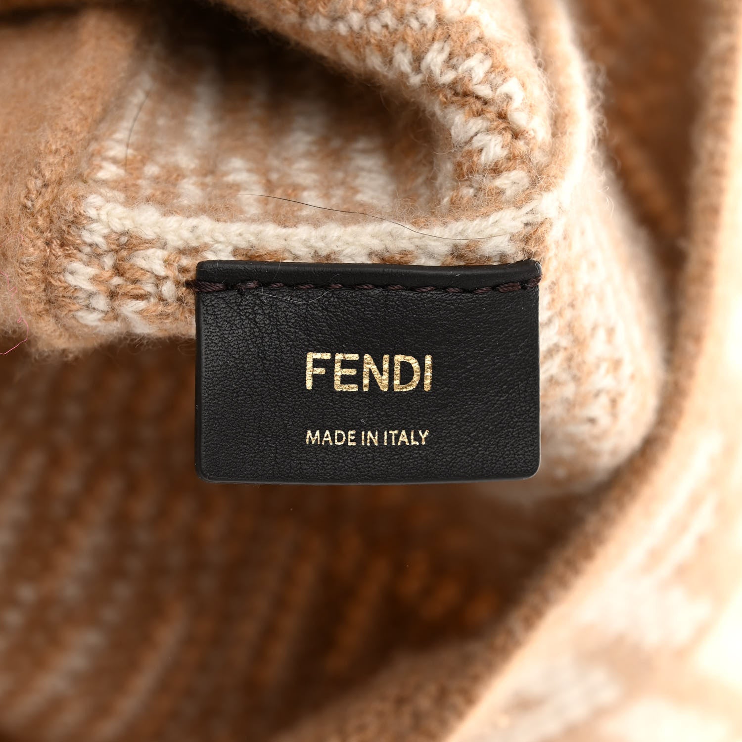 Fendi Cashmere Knit FF Large Shopper Tote Cammello 6 of 10