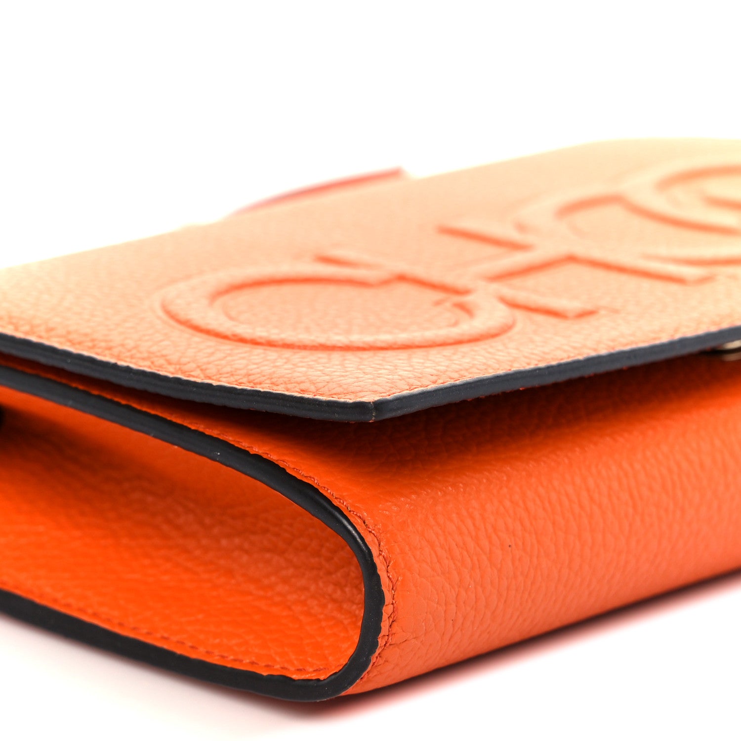 Jimmy Choo Grainy Calfskin Sonia Wallet On Chain Amber Orange 17 of 19