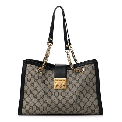 Gucci GG Supreme Monogram Medium Padlock Tote Black 1 of 19
