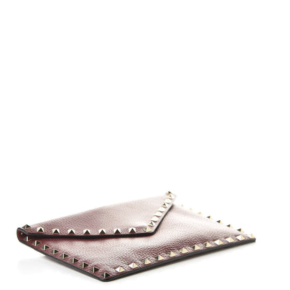 Valentino Garavani Pebbled Calfskin Medium Rockstud Envelope Flat Wristlet Pouch Rubin 4 of 9