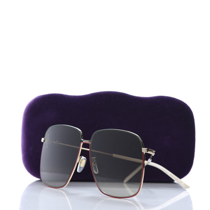 Gucci Web Rectangular Frame Interlocking G Sunglasses GG0394S Green Red 9 of 9