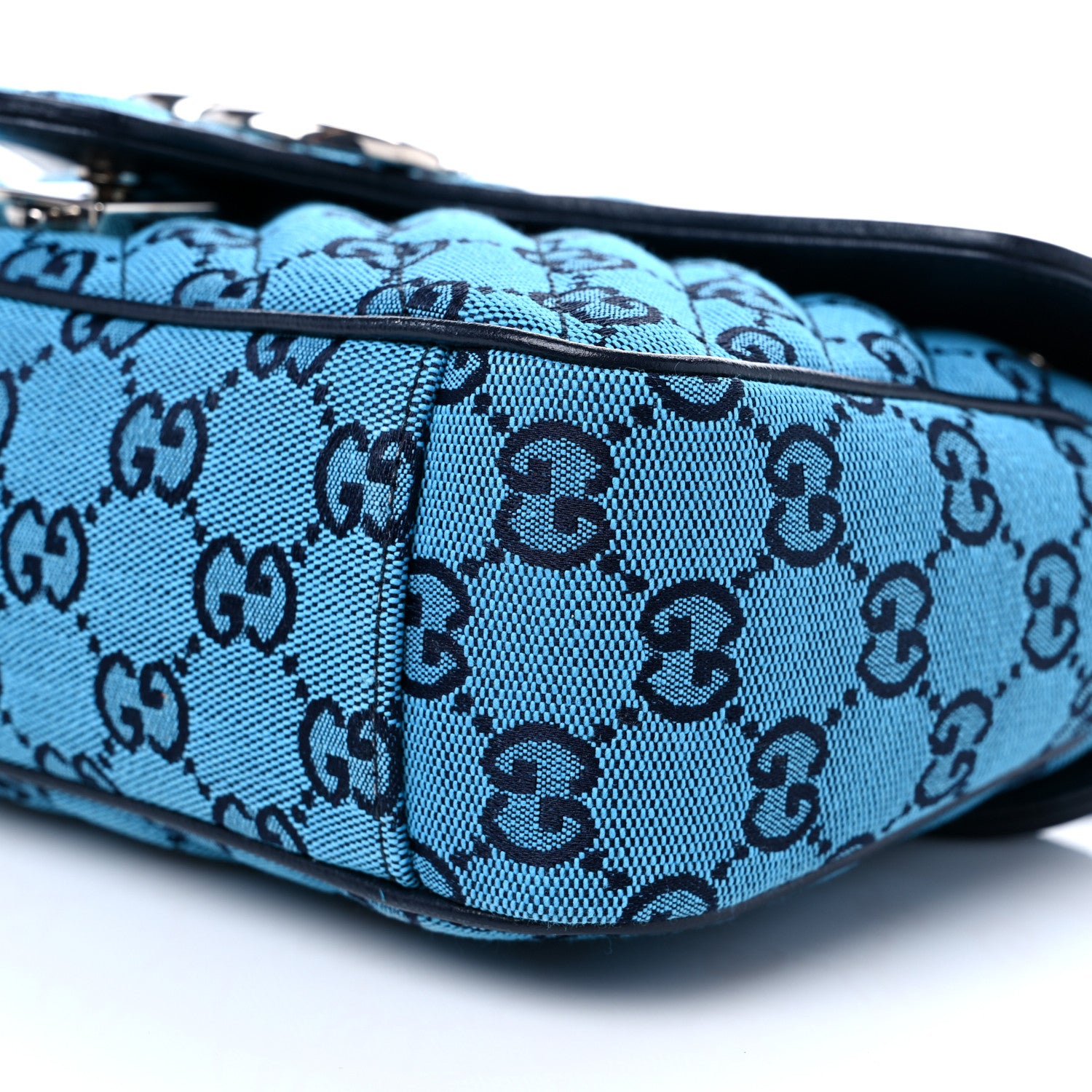 Gucci Monogram Multicolor Matelasse Diagonal Small GG Marmont Shoulder Bag Light Blue 8 of 9