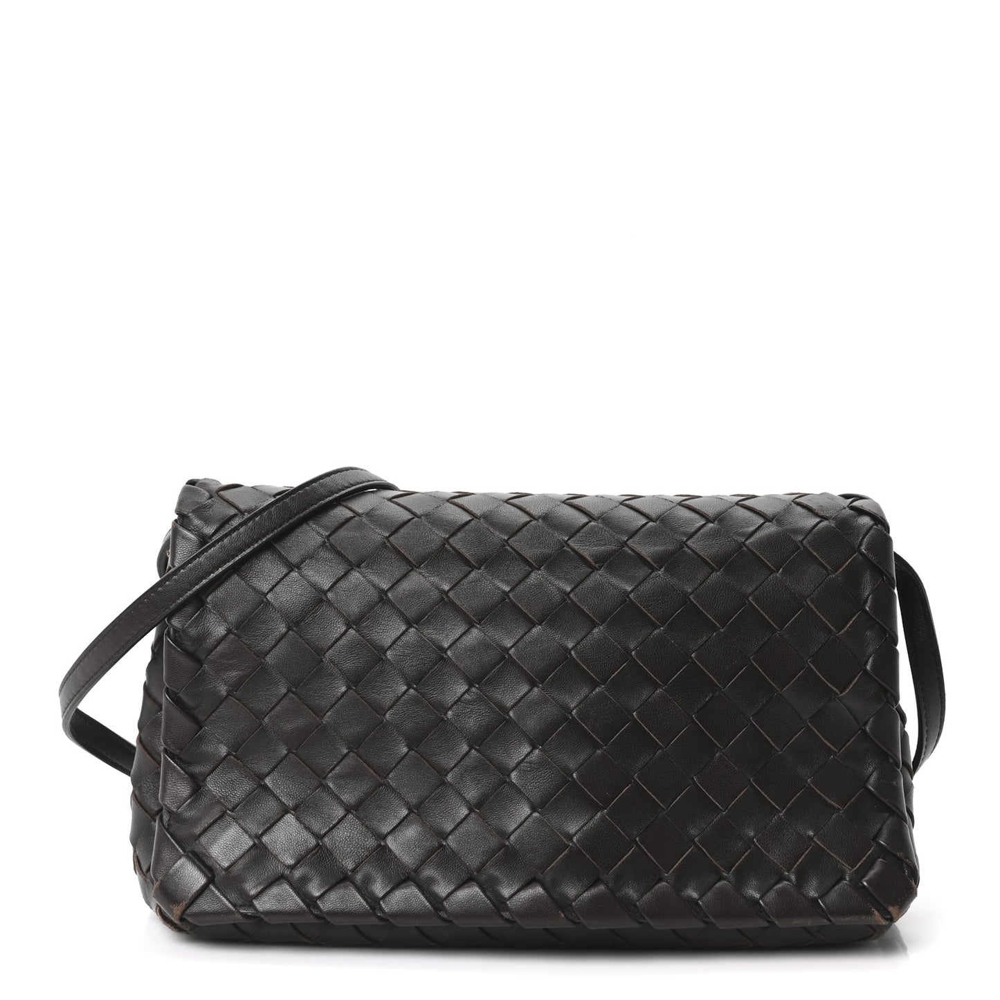 Nappa Intrecciato Crossbody Messenger Flap Ebano