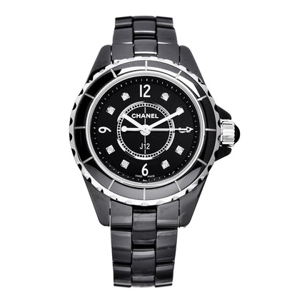 Chanel Stainless Steel Ceramic Diamond 29mm J12 Quartz Watch Black 1 of 6