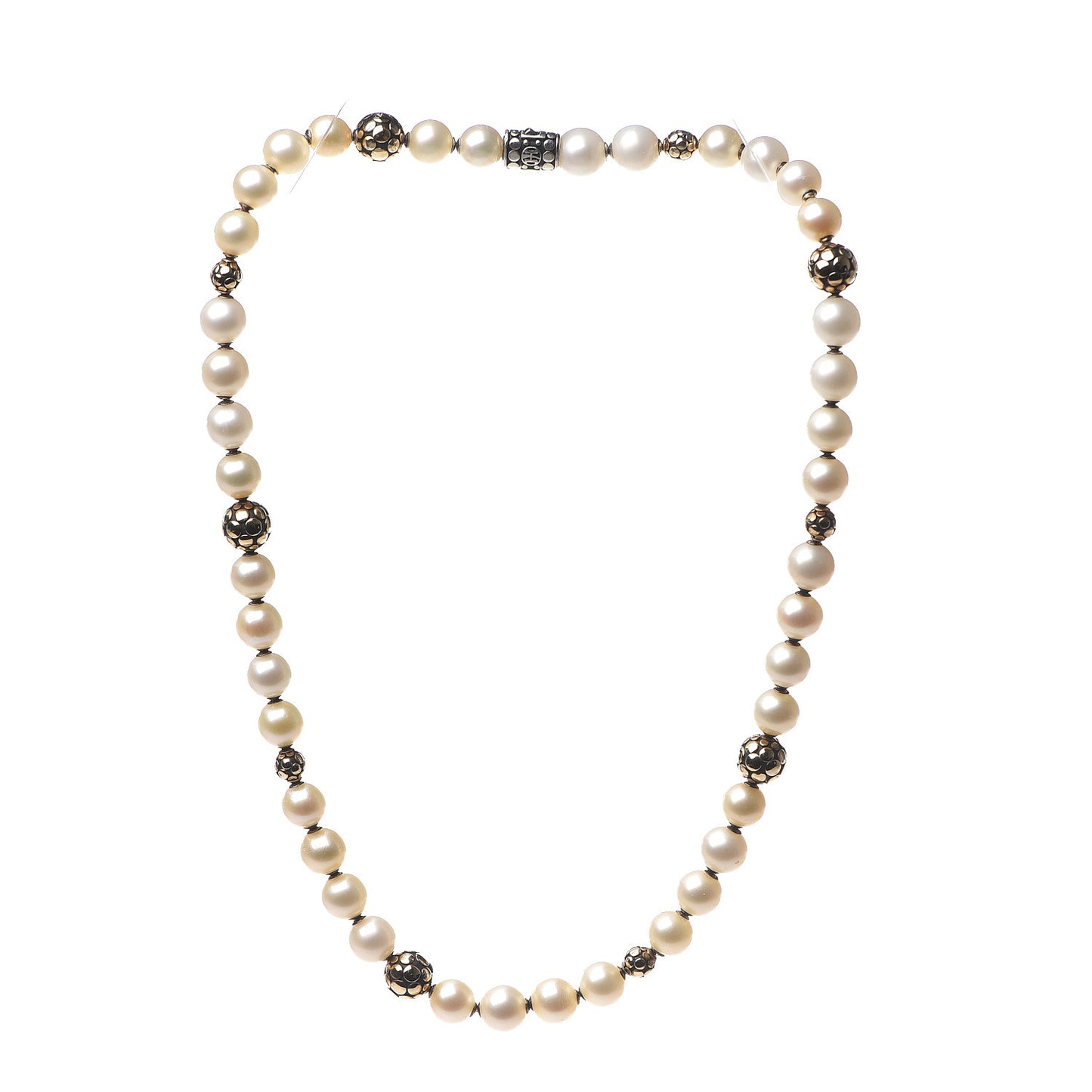 Sterling Silver 18K Yellow Gold Freshwater Pearl Dot Necklace