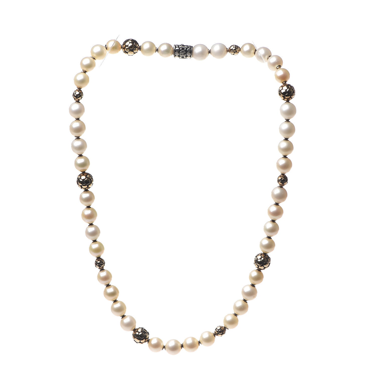 John Hardy Sterling Silver 18K Yellow Gold Freshwater Pearl Dot Necklace 2 of 4