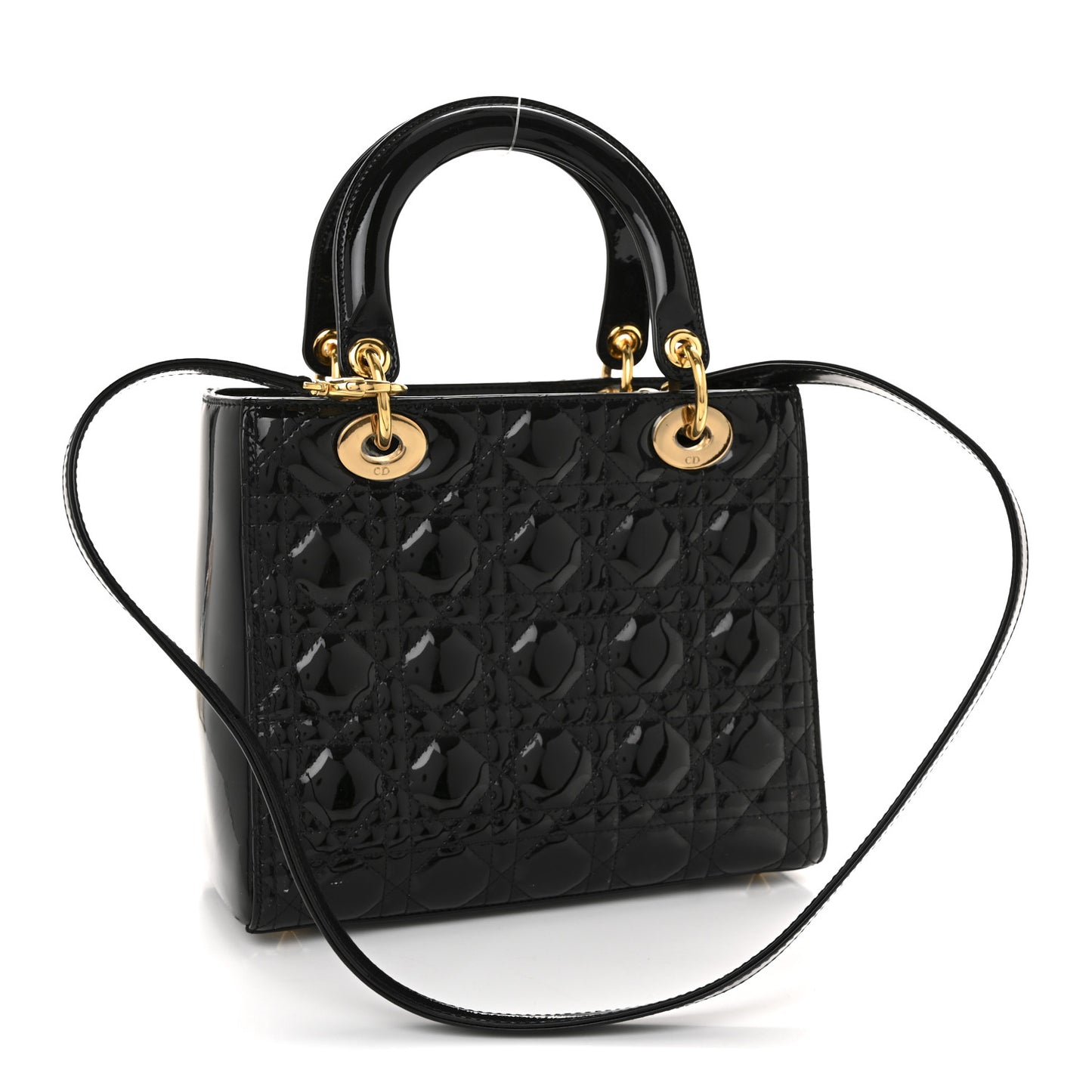 Patent Cannage Medium Lady Dior Black