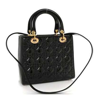 Christian Dior Patent Cannage Medium Lady Dior Black 3 of 14