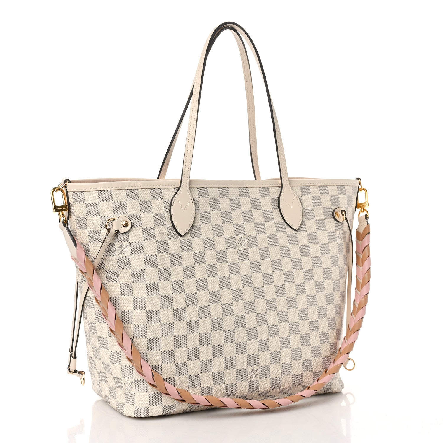Louis Vuitton Damier Azur Braided Neverfull MM Pink 4 of 9