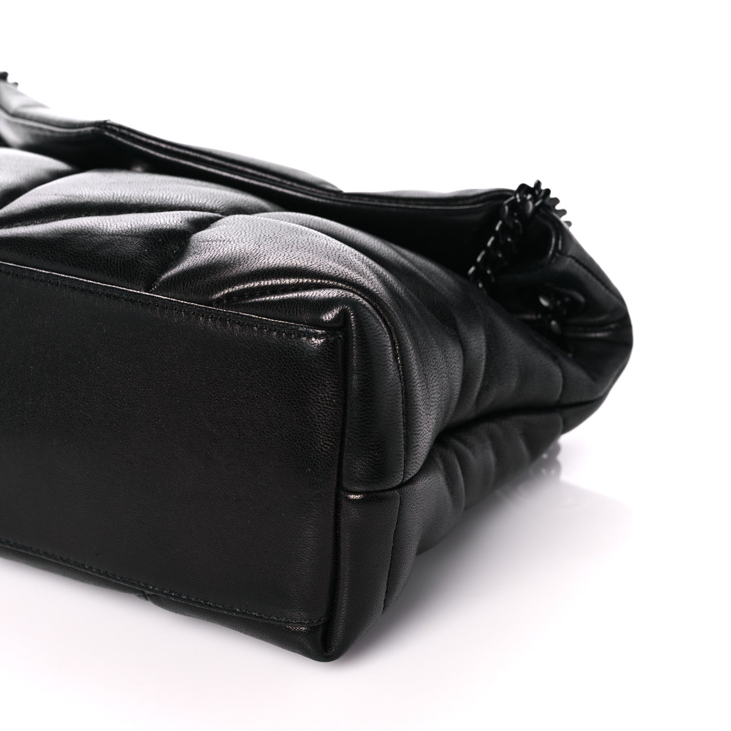 Saint Laurent Lambskin Quilted Monogram Monochrome Small Loulou Puffer Chain Satchel Black 11 of 13