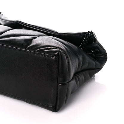Saint Laurent Lambskin Quilted Monogram Monochrome Small Loulou Puffer Chain Satchel Black 11 of 13
