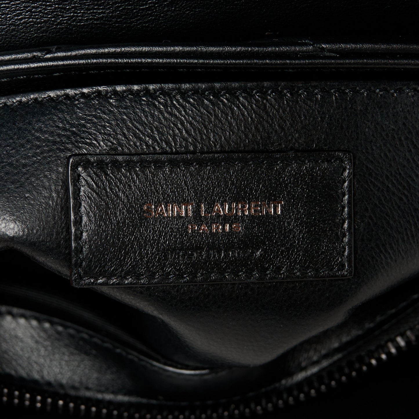 Calfskin Y Quilted Monogram Monochrome Small Loulou Chain Satchel Black
