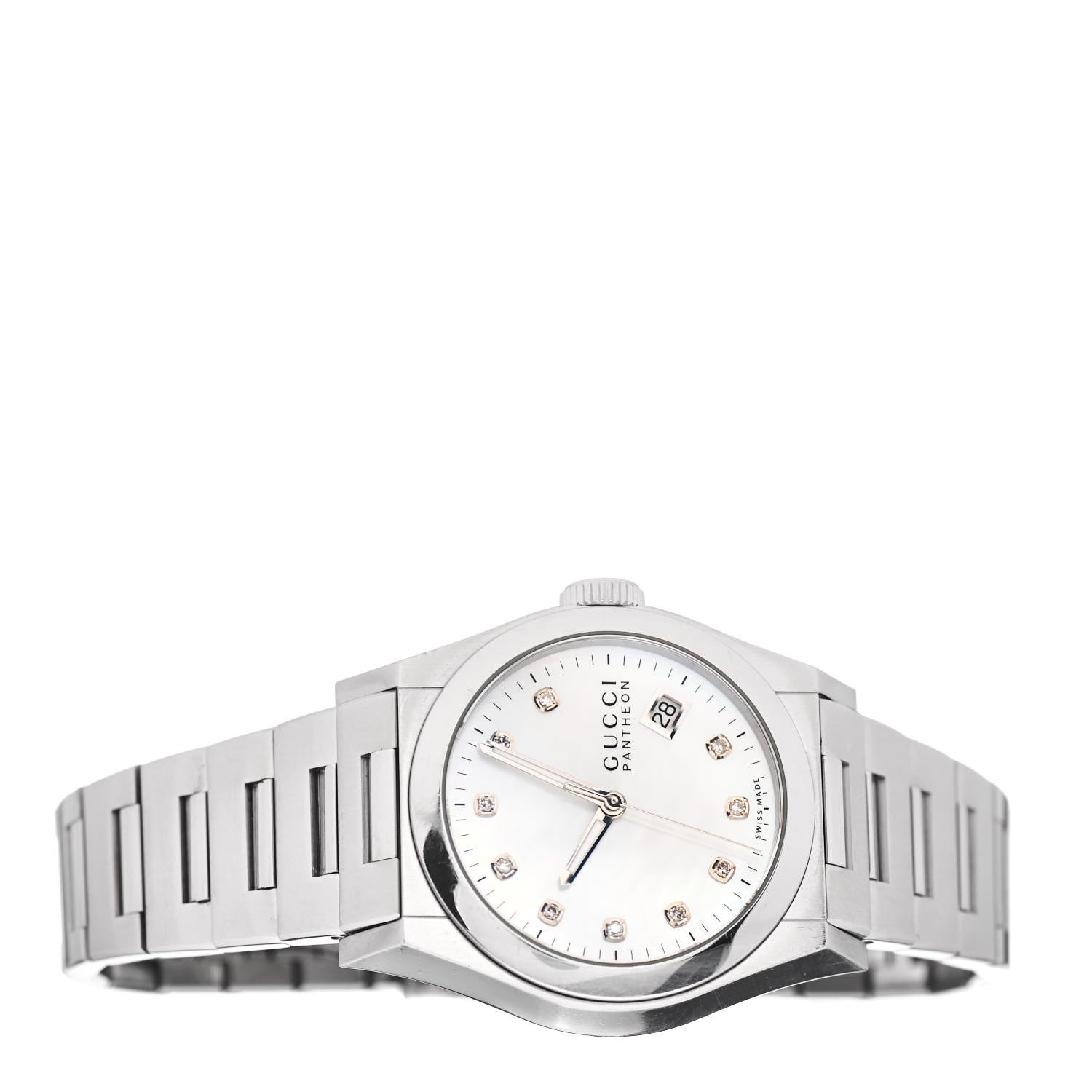 Gucci Stainless Steel Diamond Mother of Pearl 36mm Pantheon Quartz Watch 2 of 5