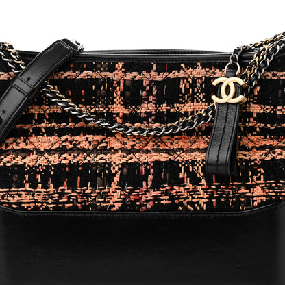 Chanel Tweed Calfskin Medium Gabrielle Hobo Black Brown 8 of 10