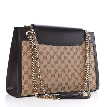 Gucci Monogram Margaux Calfskin Large Emily Chain Shoulder Bag Beige Ebony Cocoa 3 of 14
