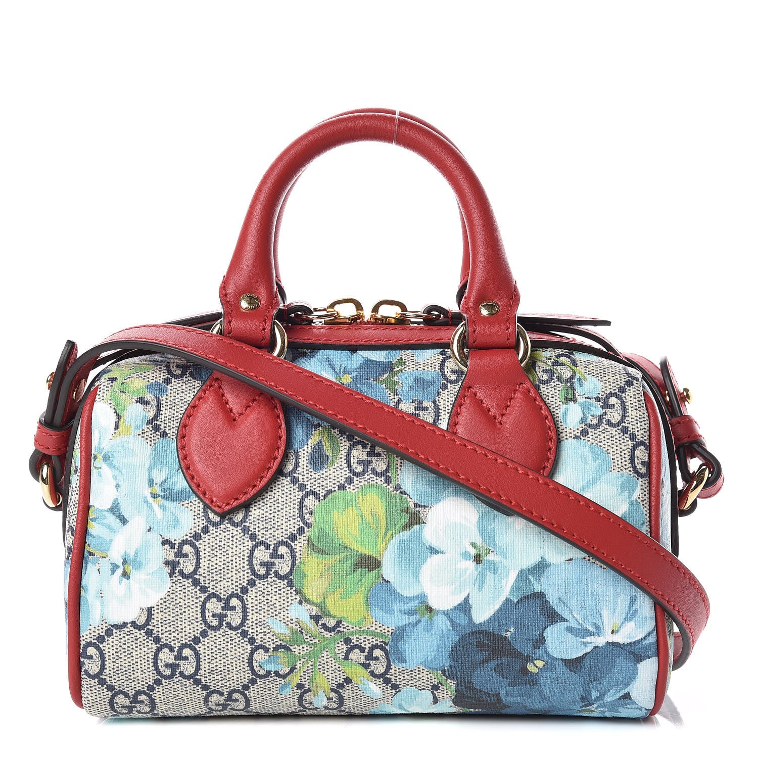Gucci GG Supreme Monogram Blooms Mini Boston Navy Blue Hibiscus 1 of 9