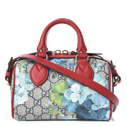 Gucci GG Supreme Monogram Blooms Mini Boston Navy Blue Hibiscus 1 of 9