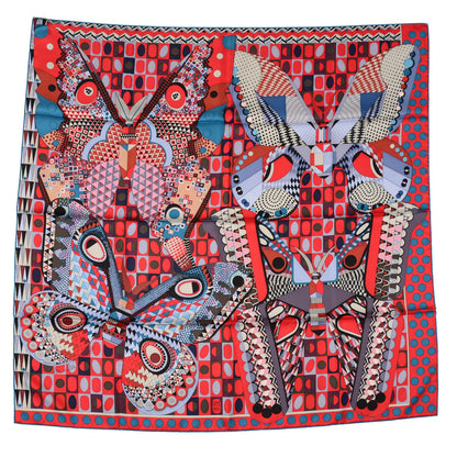 Hermes Silk Les Ailes De La Soie Scarf 90 Rouge Brique Bleu Parme 2 of 5