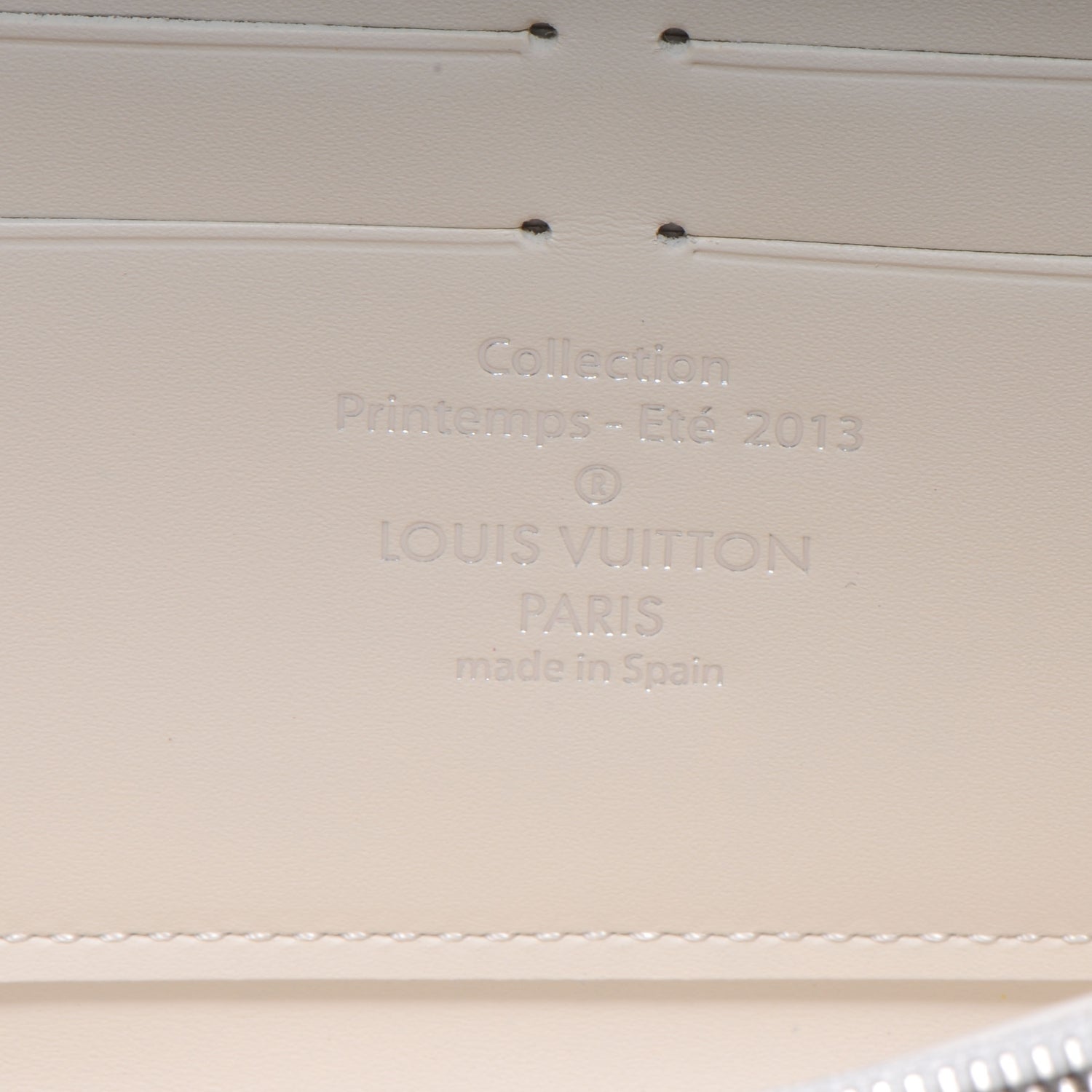 Louis Vuitton Shiny Calfskin Damier Facette Zippy Wallet Creme 7 of 8