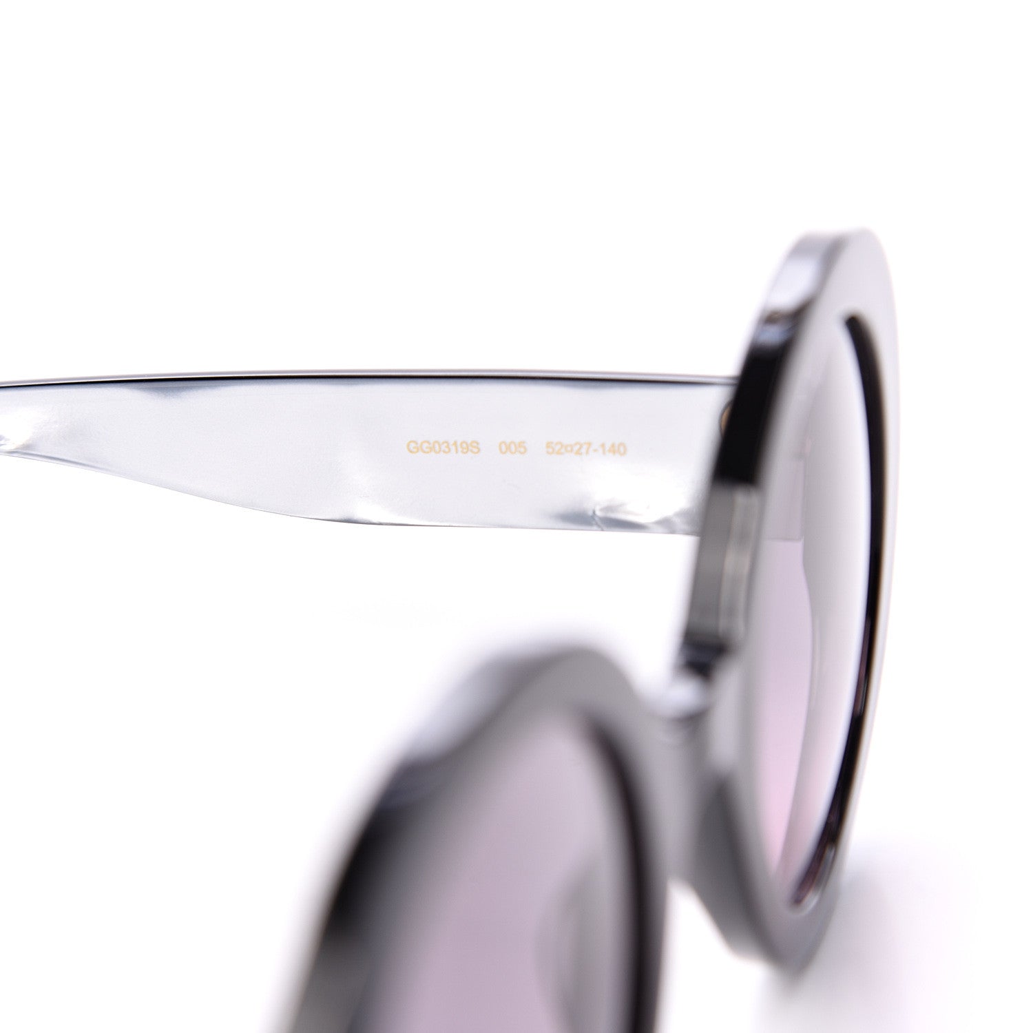 Gucci Acetate Round GG Sunglasses GG0319S Black 5 of 8