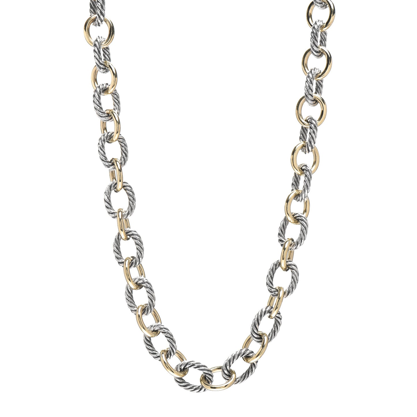 Sterling Silver 18K Yellow Gold 12mm Large Oval Link Necklace