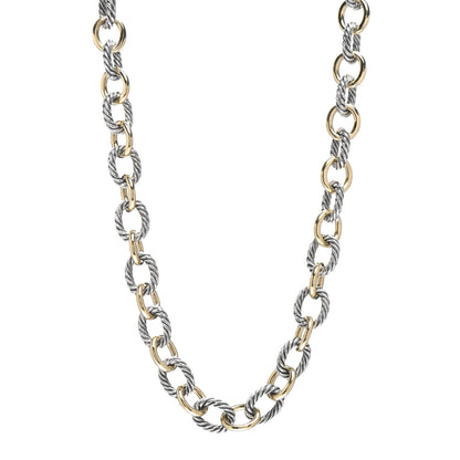 David Yurman Sterling Silver 18K Yellow Gold 12mm Large Oval Link Necklace 1 of 4