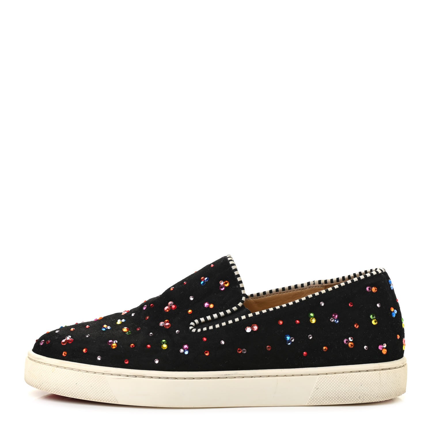 Christian Louboutin Suede Crystal Roller Boat Slip On Sneakers 38 Black 1 of 7