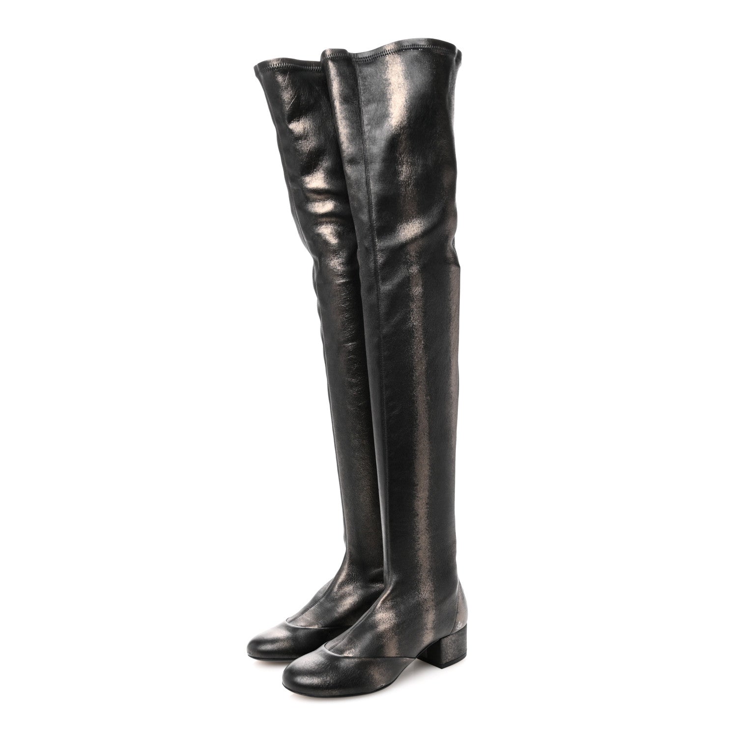 Chanel Metallic Lambskin Star Fantasy High Boots 36.5 Dark Grey 3 of 9
