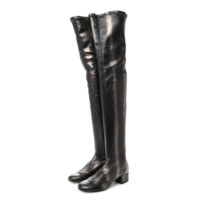 Chanel Metallic Lambskin Star Fantasy High Boots 36.5 Dark Grey 3 of 9