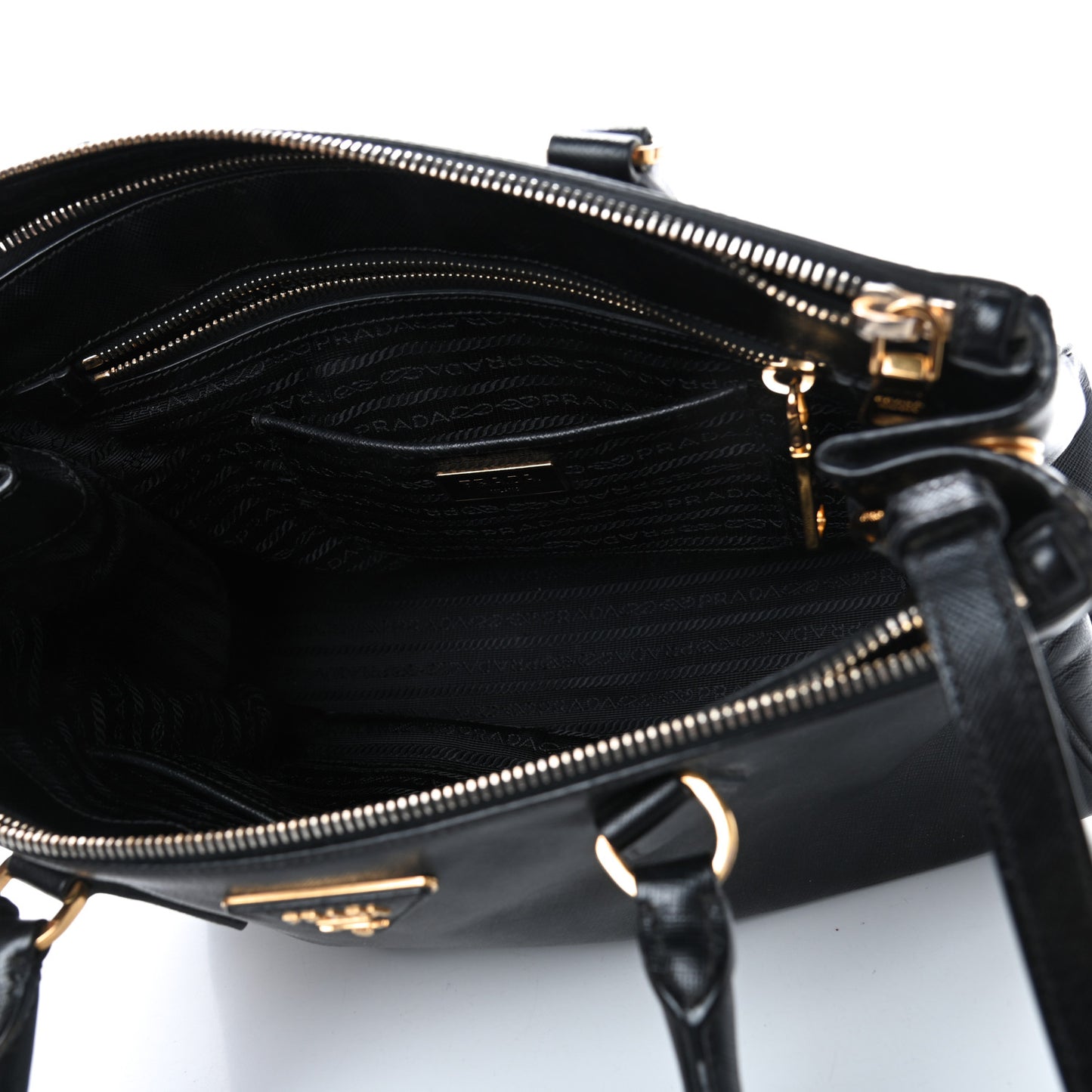Saffiano Medium Galleria Double Zip Tote Black