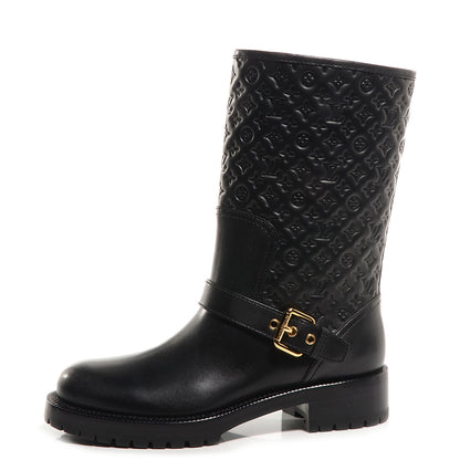 Louis Vuitton Calfskin Embossed Monogram Rebellion Half Boots 35 Black 1 of 7