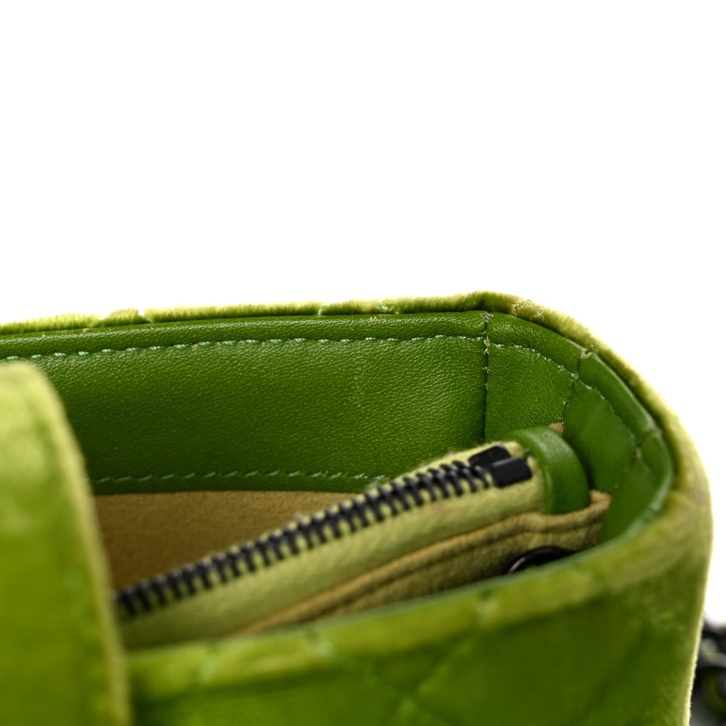 Velvet Quilted Mini Phone Holder Crossbody Bag Green