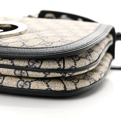 Gucci GG Supreme Monogram Textured Dollar Calfskin Web Medium Blondie Top Handle Shoulder Flap Bag Beige Blue 10 of 10
