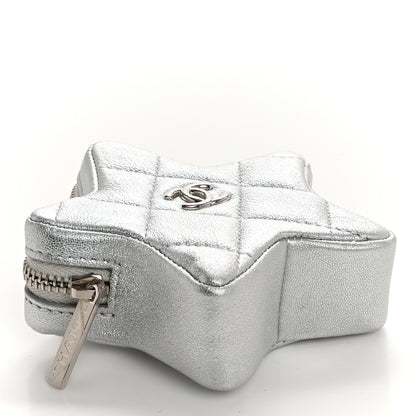 Chanel Metallic Lambskin Walk Of Fame Star Clip On Coin Purse Silver 4 of 7