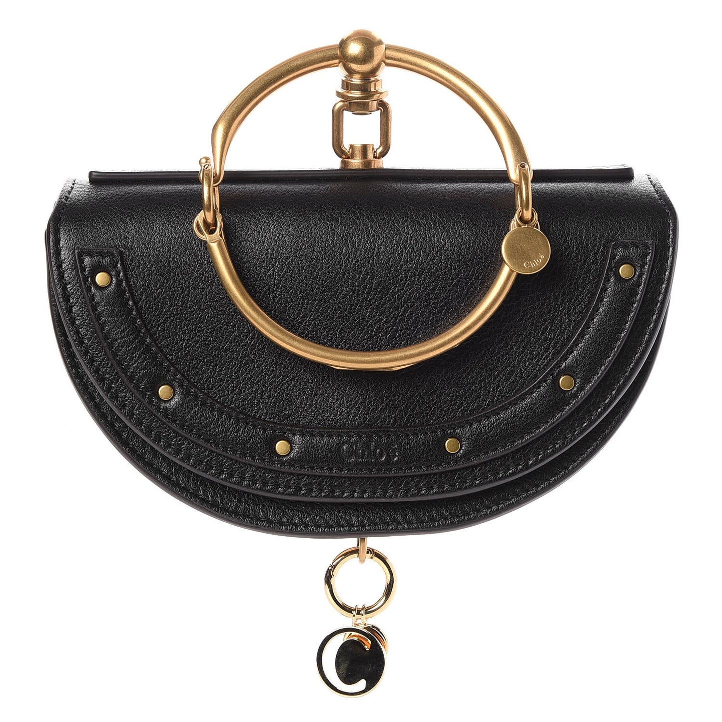 Calfskin Small Nile Bracelet Minaudiere Bag Black