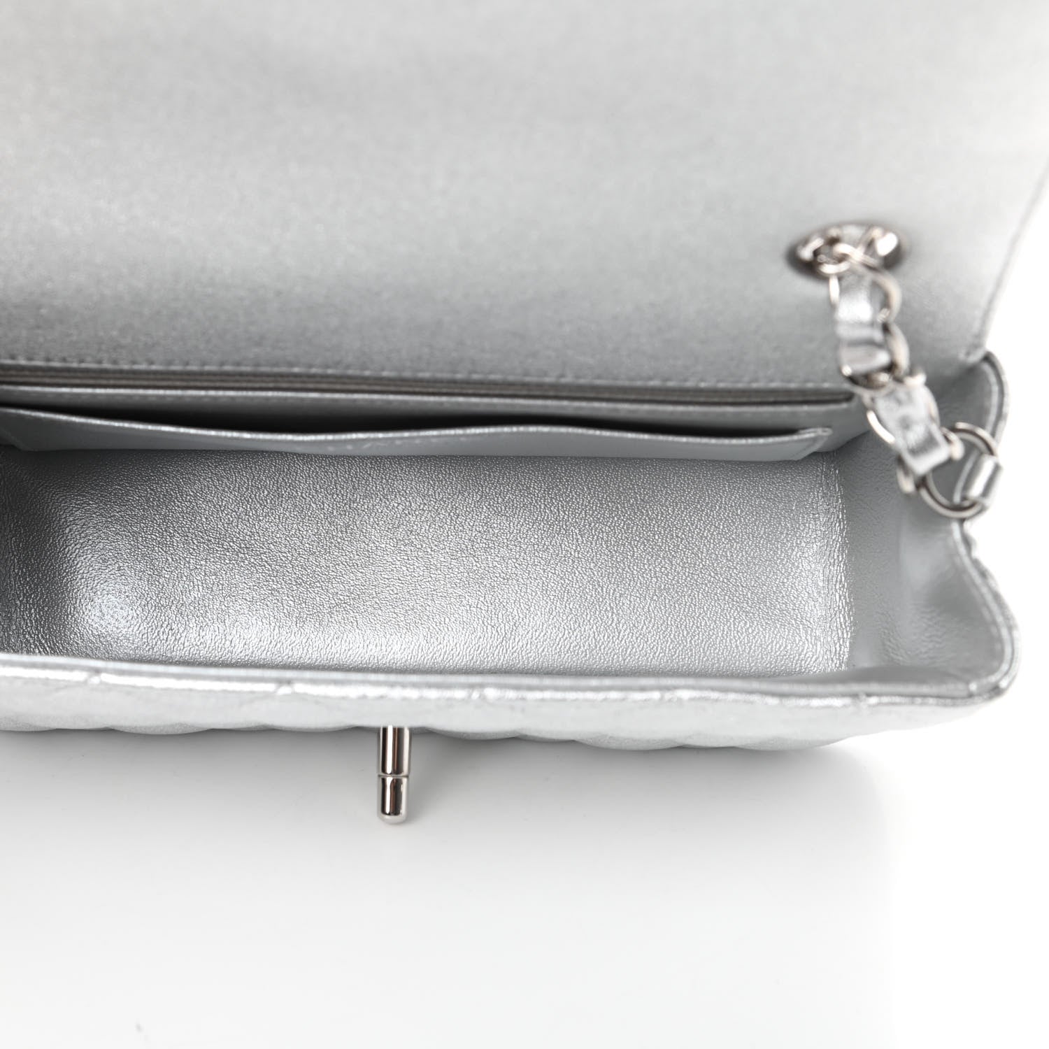 Chanel Metallic Lambskin Quilted Mini Rectangular Flap Silver 5 of 10