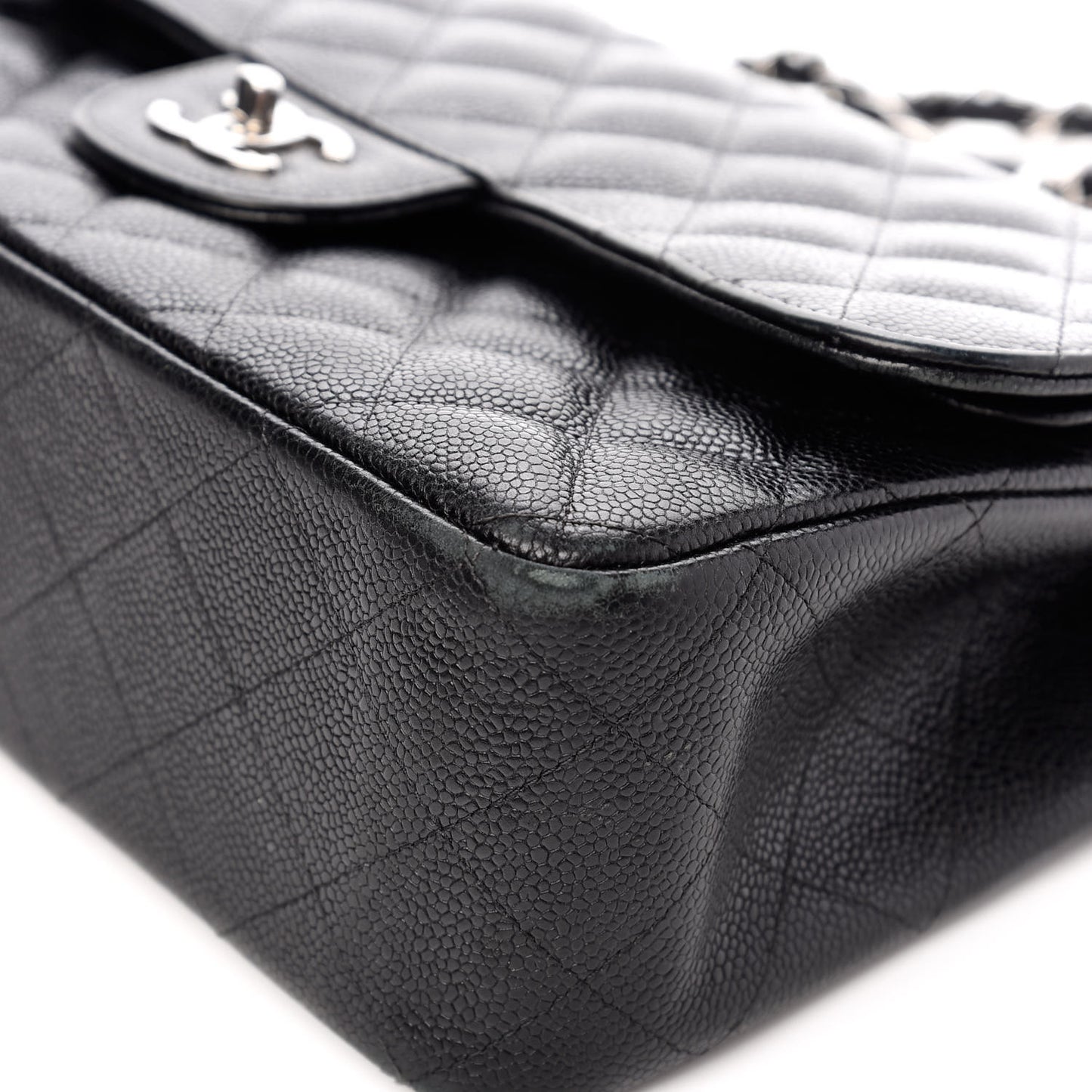 Caviar Quilted Jumbo Double Flap Black