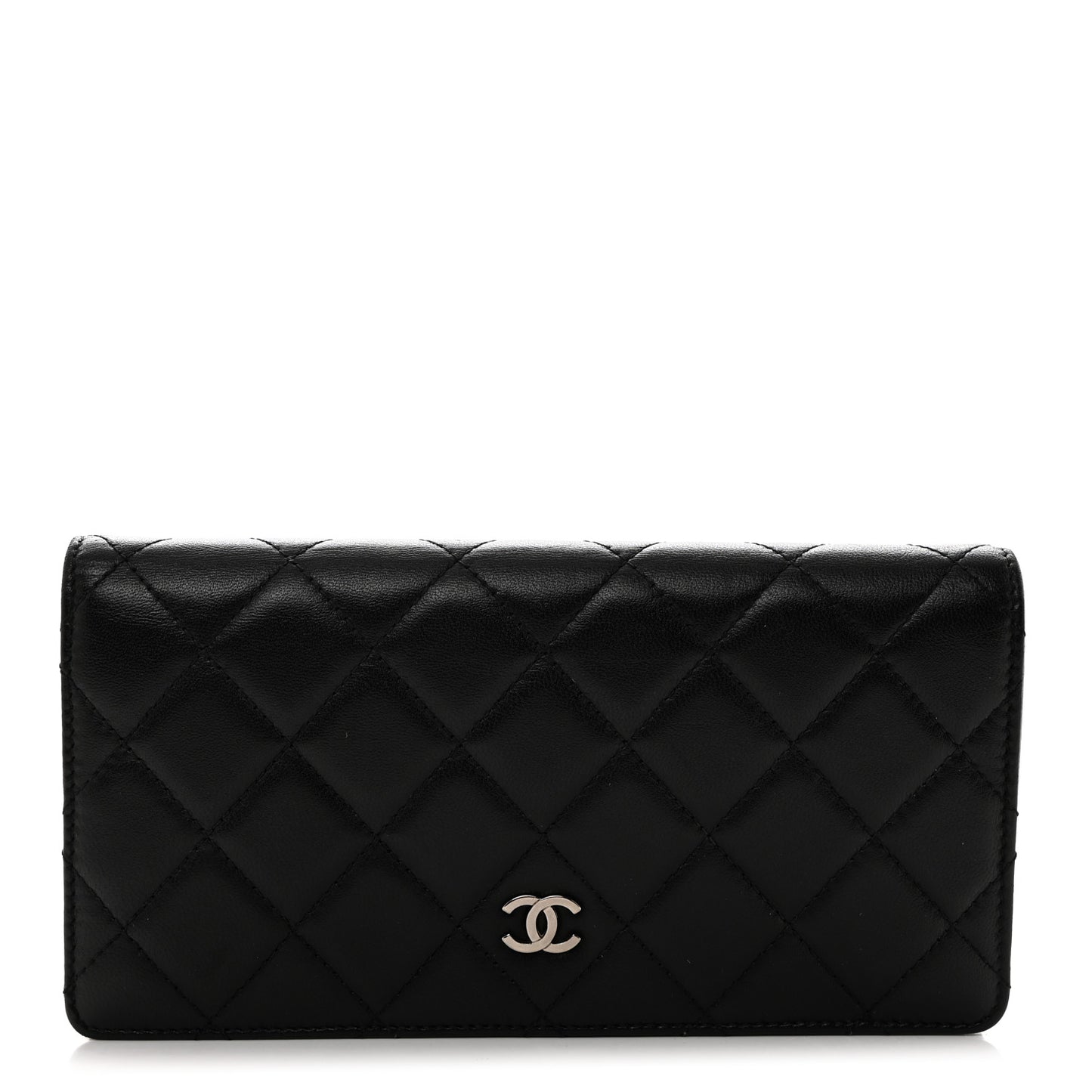 Lambskin Quilted Yen Wallet Black