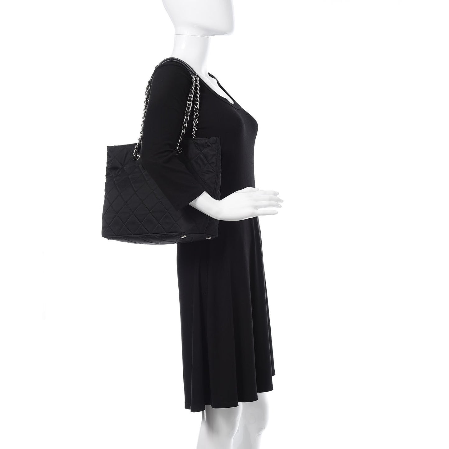 Nylon Tessuto Impuntu Quilted Shoulder Bag Black