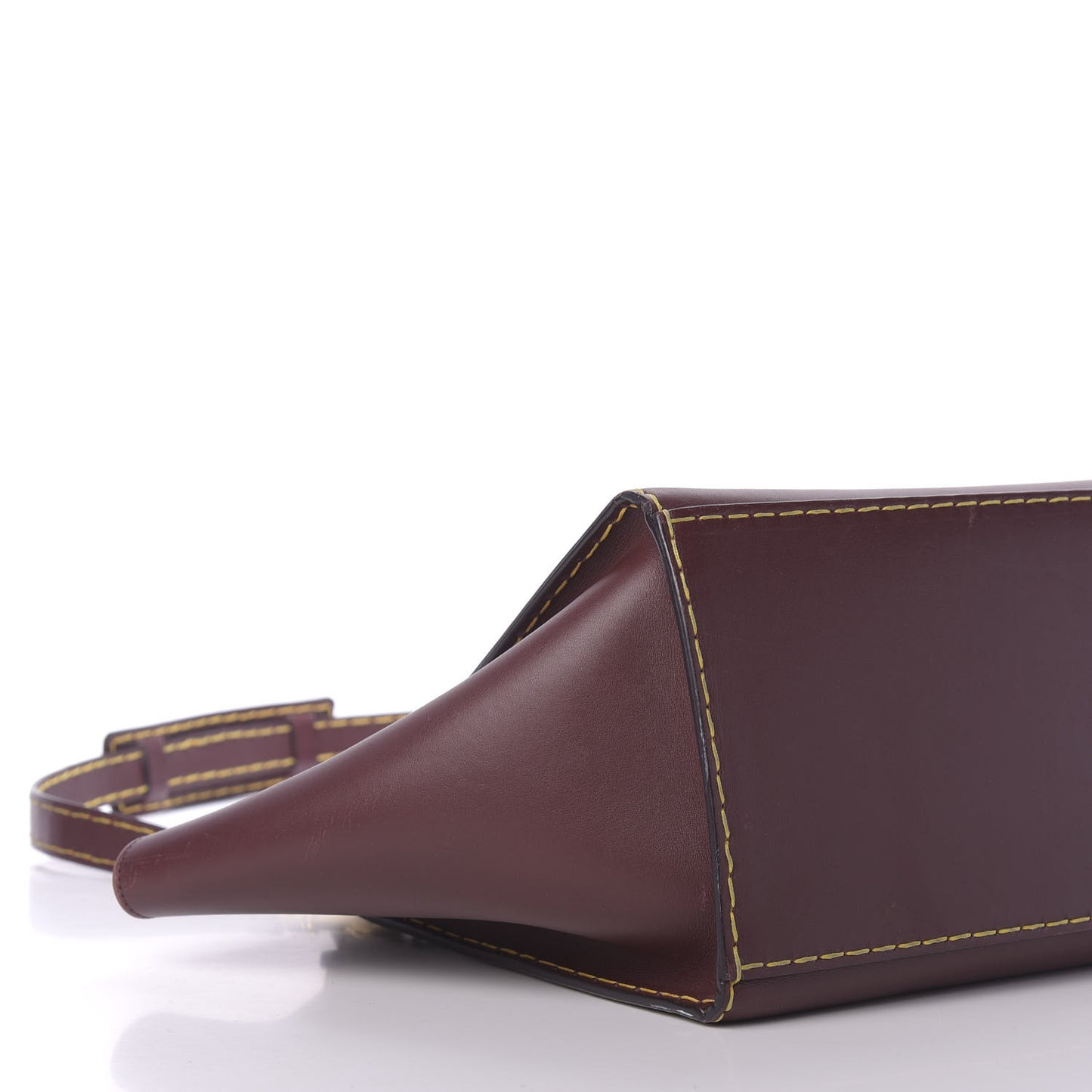 Smooth Calfskin Yellow Stitching Medium Trapeze Burgundy
