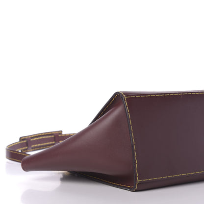 Celine Smooth Calfskin Yellow Stitching Medium Trapeze Burgundy 7 of 14