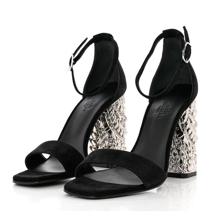 Hermes Suede Goatskin Glam 105 Sandals 38.5 Black 3 of 8