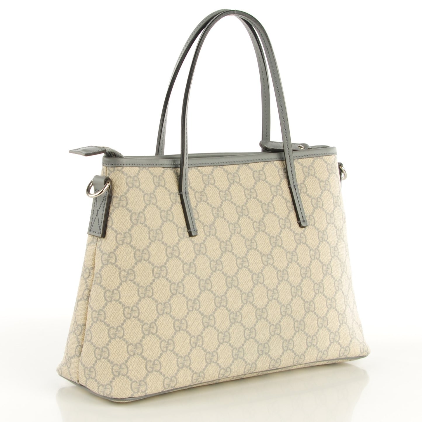 GG Supreme Monogram Small Zippered Tote Ecru Grigio