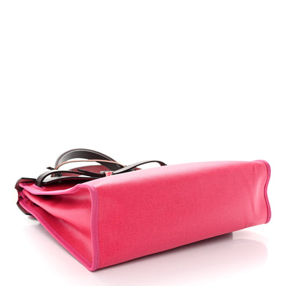 Hermes Toile H Berline Vache Hunter Herbag Zip 31 PM Rouge Sellier Rose Shocking 5 of 11