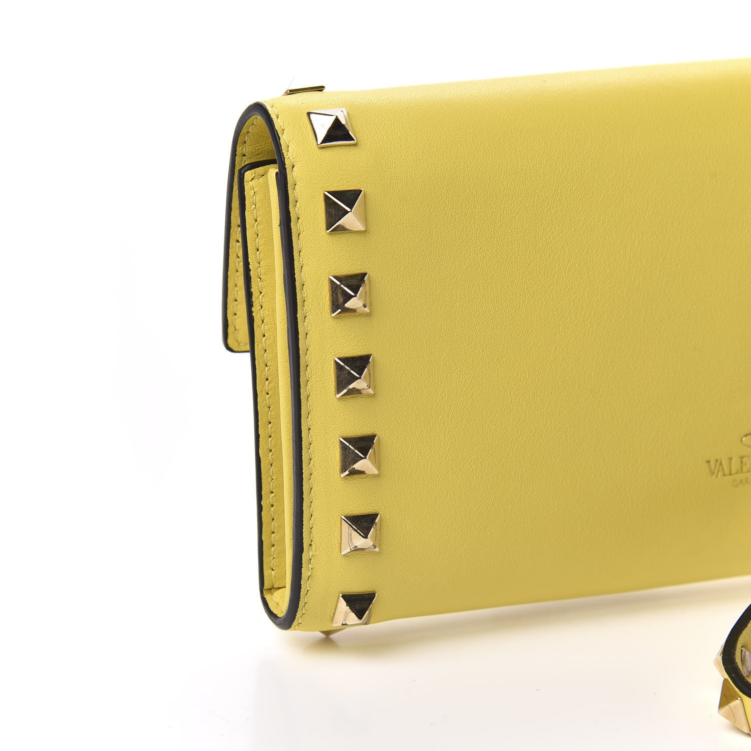 Valentino Garavani Calfskin Rockstud Wristlet Wallet Naples Yellow 11 of 13
