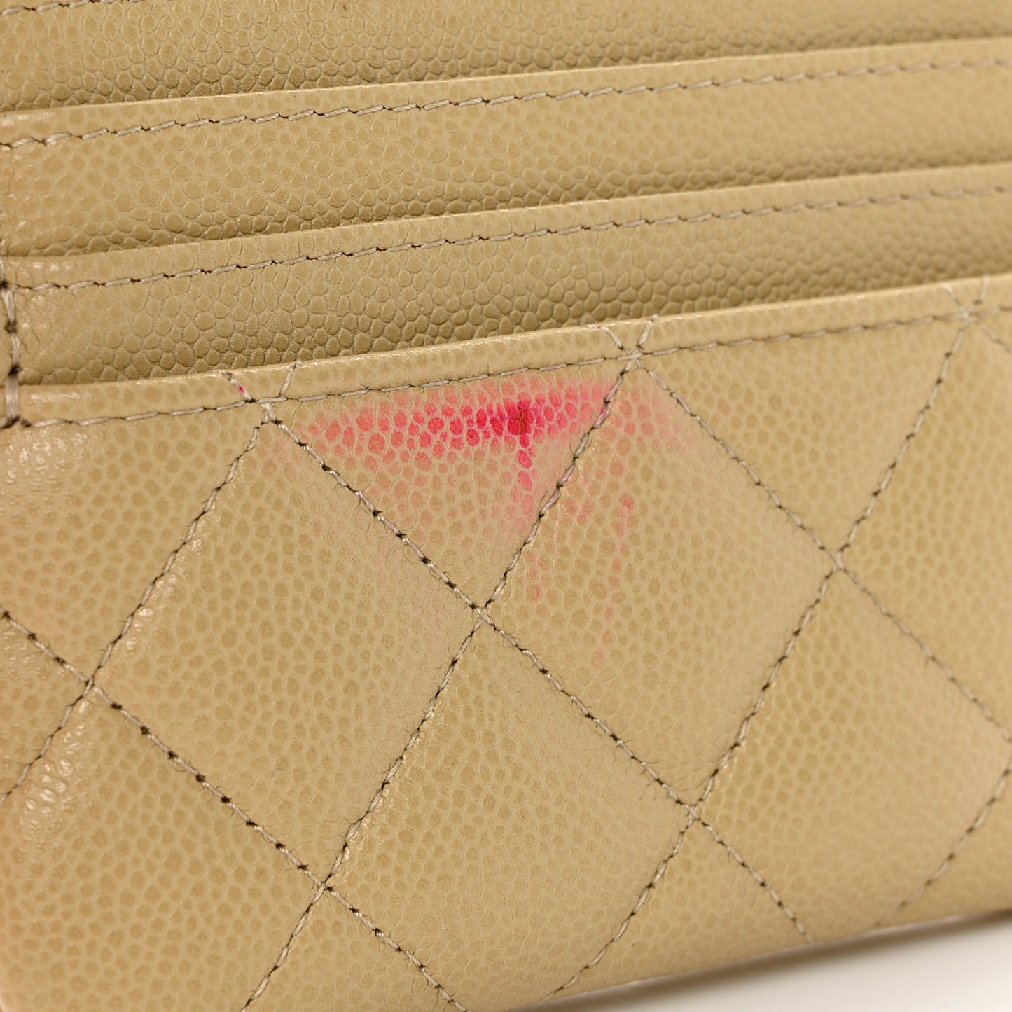 Caviar Quilted Zip Card Holder Wallet Light Green