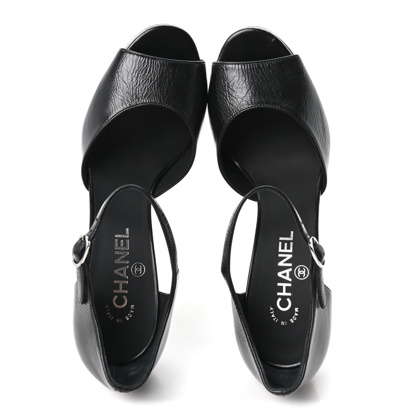 Shiny Lambskin Sandals 39.5 Black